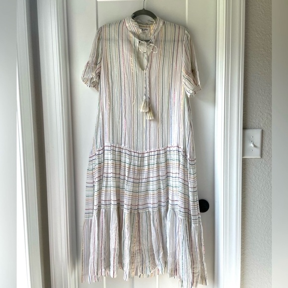 Apiece Apart Striped Metallic Maxi Dress Size 4 - Picture 2 of 14